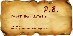 Pfaff Benjámin névjegykártya